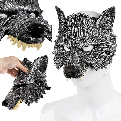 3D Realistic Werewolf Mask PU Foam Wolf Head Mask Halloween Party Costume Prop - Image 1 of 4