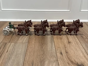 Vintage Set of 8 Cast Iron Clydesdale Horses 24” Long With Cart And Driver READ! - Picture 1 of 22