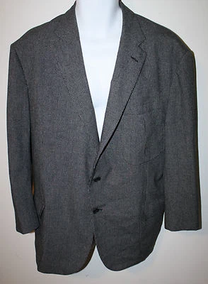 HADLEIGH'S Navy Blue Gray Houndstooth Blazer Jacket 56R Wool Cashmere d'Avenza - Image 1 of 4