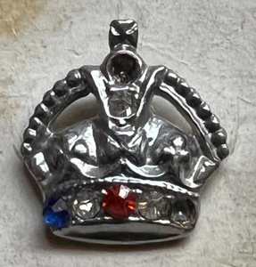 VINTAGE KINGS CROWN GEORGE VI CORONATION SOUVENIR MAY 1937 SILVER TONE STICK PIN - Picture 1 of 3