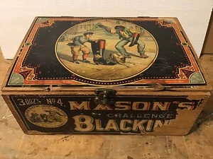 MASON'S CHALLENGE BLACKING SHOE BOOT ADVERTISING BOX FAIR CONDITION, Dove Tail - Picture 1 of 15