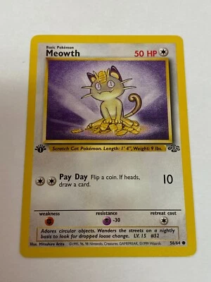 Meowth 56/64 Pokemon Jungle 1st Edition NM/MINT 1999 box-S1 - Image 1 of 2