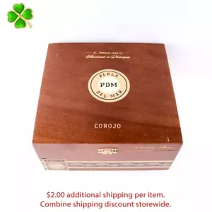 Perla Del Mar Doble Toro Corojo Vacía Vacía Madera Cigarros Caja 7.5" x 7" x 3.5" - Imagen 1 de 12