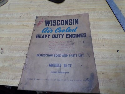 Libro de instrucciones de motor refrigerado por aire Wisconsin te-tf vintage Foto 1 de 3