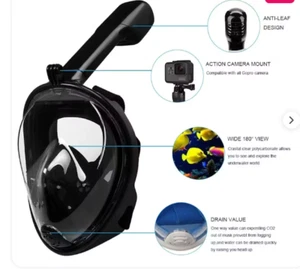 Free Breath Revolutionary Full Dry Snorkeling Mask Black L/XL - Picture 1 of 3