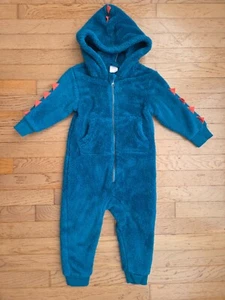 Hanna Andersson Marshmallow Fleece Character Play Suit Teal Dinosaur XS MSRP $70 - Picture 1 of 5