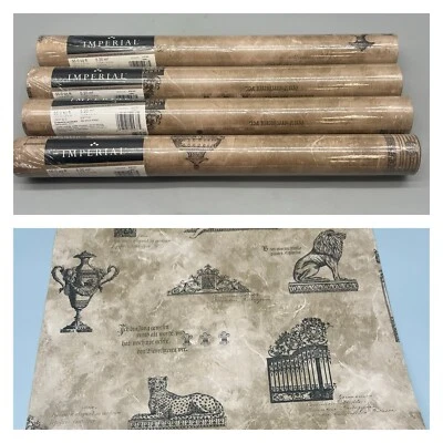 4 rollos de papel tapiz Imperial French Toile Lion Cheetah Fleur-de-lis Nuevo de Lote Antiguo Foto 1 de 4