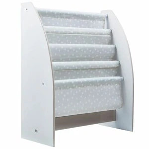 GREY AND WHITE STARS SLING BOOKCASE ORGANISER KIDS BEDROOM - Picture 1 of 5