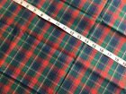 Plaid Cotton Fabric Vintage Red Green Blue 58W x 23L Pre-owned Unused
