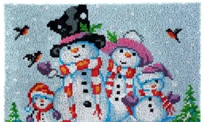 Snowman Family Rug Latch Hooking Kit (85x58cm) - Picture 1 of 6