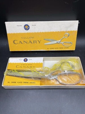 Vintage Yellow Canary #8 Pinking Shears Original Box Chrome Plated Japan - Image 1 of 4