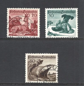 LIECHTENSTEIN SCOTT 243 - 245 USED VF SET - 1950 WILDLIFE TYPE ISSUE - Picture 1 of 2
