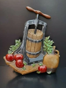 1978 HOMCO Metal Wall Plaque- Old Time Apple Juicer Wall Plaque-1270BX - Picture 1 of 11