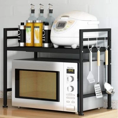MARKENLOS 2-stufiges Erweiterbares Mikrowellen Regal Mikrowellenhalter Küchenregal Ablage