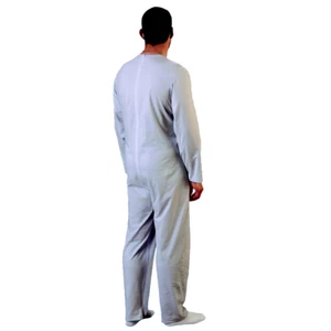 Rekordsan Pyjama Overall Frische Baumwolle Herren Ideal Doppelreißverschluss Grau - Bild 1 von 3