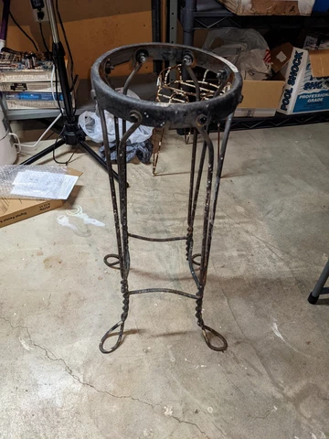 Antique early 1900s Wrought Iron  Ice Cream Parlor Stool Twisted Metal  26.50" Cover