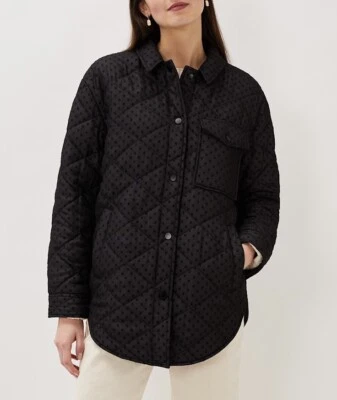 Womens Phase Eight Lola Quilted Coat Size UK 10 Polka Dot Black BNWT RRP £120 - Image 1 of 4