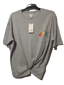 WRANGLER + SURF BRAND NWT TRUE BOY POCKET GREY WOMENS T-SHIRT MEDIUM OVERSIZE - Picture 1 of 8