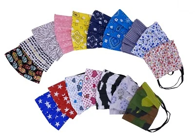 5 X Handmade Cotton Face Mask with Nose Wire filter pocket Fabric mask USA - Image 1 of 4