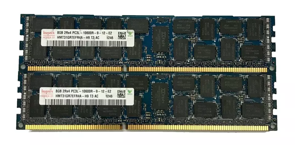 Hynix 16GB RAM (2x8GB) PC3L-10600R DDR3-1333 SERVER SDRAM HMT31GR7EFR4A-H9 - Image 1 of 3