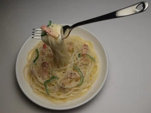 Made in Japan Fake food /Food replica Pasta Carbonara with Fork New!! - Picture 1 of 7