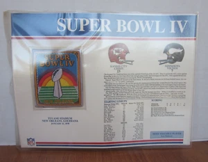 NFL Super Bowl Patch Willabee & Ward Super Bowl IV Chiefs VS Vikings 1970 Card - Picture 1 of 13
