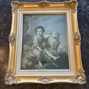 Vintage MCM Carved Wood Gold Gilt Linen Border Picture Art Frame Holds 11x14 - Picture 1 of 15