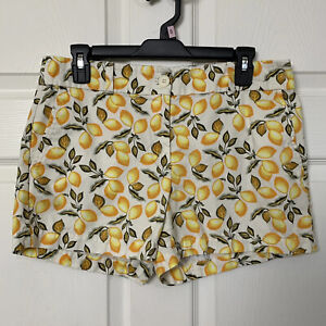 Loft Chino Shorts Womens Size 6 Lemon Print 4” Short Cotton Cute Fun