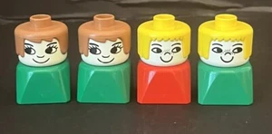 Lot of 4 Vintage Lego Duplo Block Figures Mix of Red Green and Brunette Blonde - Picture 1 of 5