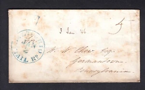 1846 US ~ Baltimore & Ohio Railroad Cover ~ Blue CDS! - Picture 1 of 4