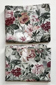 2er Set Croscill rosa/grün Blumen breite Stab Volants ~ 88" L x 18" T ~ Neu ohne Etikett ~ schön!! - Bild 1 von 3