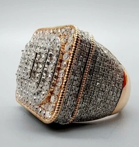 Men's 3Ct Round Lab-Created Diamond Huge Pinky Ring 14K Rose Gold Plated Gift - Picture 1 of 7