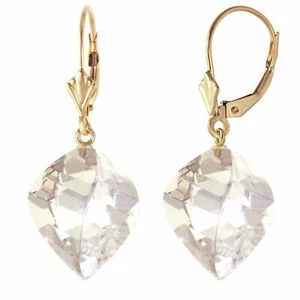 Pendientes de oro amarillo liso de 14 K de 25,6 quilates Briolette retorcido topacio blanco - Imagen 1 de 3