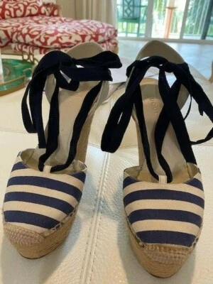 NEW Gucci Wedge Espadrilles Blue and White size 8, 4 inch heels in orignal box - Image 1 of 3