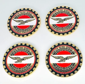Lowrider Wire Wheel Knockoff Metal Chips Eagle Black Red Gold Emblems set of 4 - Picture 1 of 1