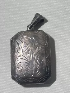 Vintage Sterling Silver Rectangle Photo Locket Pendant - Picture 1 of 10