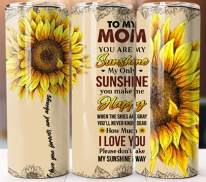 Happy Mothers Day To My Mom Tumbler 20oz Skinny Cup Mug Stainless Steel w Straw - Picture 1 of 1