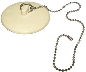 PLUMB PAK PP820-43 White Rubber 1-1/2 to 2-in Tub Drain Stopper w/ 11-in Chain - Picture 1 of 2