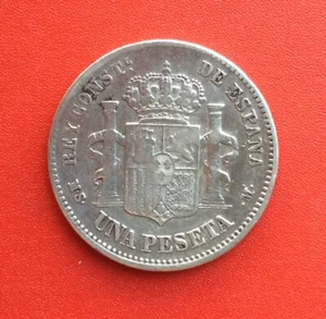 Espagne - Très Jolie monnaie de 1 peseta en argent 1885 (86) MSM - Alfonso XII - Bild 1 von 2