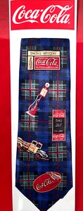 Nueva corbata para hombre Coca-Cola azul con cuadros - Imagen 1 de 6