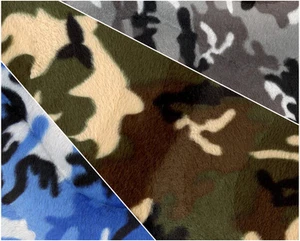 VELBOA ARMY CAMOUFLAGE Faux Fur Fabric 60"x36" Sold By the Yard - Picture 1 of 2