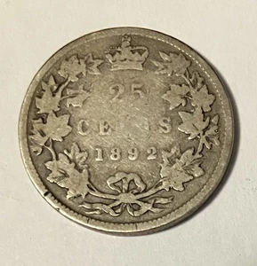 25 centavos de plata Canadá 1892 - Imagen 1 de 2
