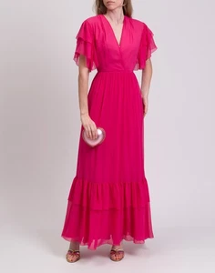 RRP€3200 GUCCI Silk Chiffon Maxi Dress IT44 US8 UK12 L Ruffle Made in Italy - Picture 1 of 10