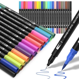 24 Colors Dual Tip Brush Pens Set - Fine & Brush Tips for Art - Picture 1 of 8