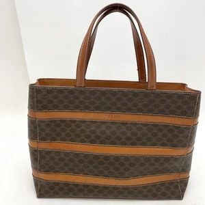 Celine Macadam Pattern Vintage Brown Handbag FP520 Authentic - Picture 1 of 17