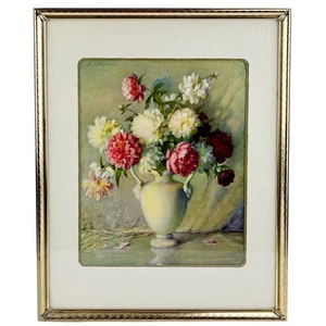 Vintage Carle J Blenner Art Print Framed Floral Still Life French Cottage 11x14" - Picture 1 of 17