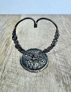 Antiker S. Kirk & Sohn Sterling Silber Herz Repousse Taschenuhr Halter Ständer - Bild 1 von 13