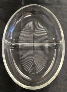 Vintage Pyrex Original Clear 9" Round Glass Divided Open Casserole Dish #595 - Picture 1 of 6