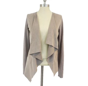 T Tahari drapierte Wildlederimitat Wollmischung Jacke Rippstrick S Preppy Western Boho - Bild 1 von 10