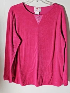 Top donna Quacker Factory girocollo velluto fucsia strass taglia large - Foto 1 di 5